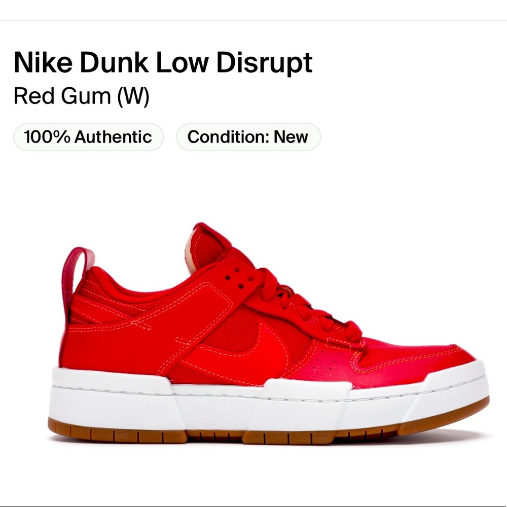 Women’s Nike dunk low disrupt red gum - 8 1/2